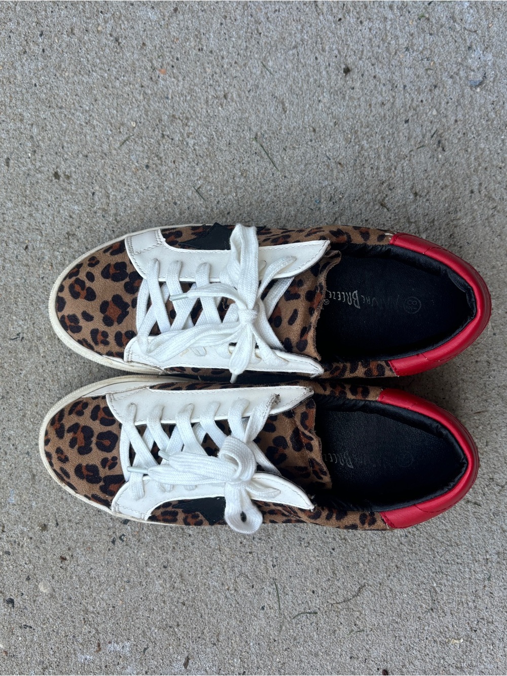 Leopard Print Women's Sneakers with Red Heel Accent